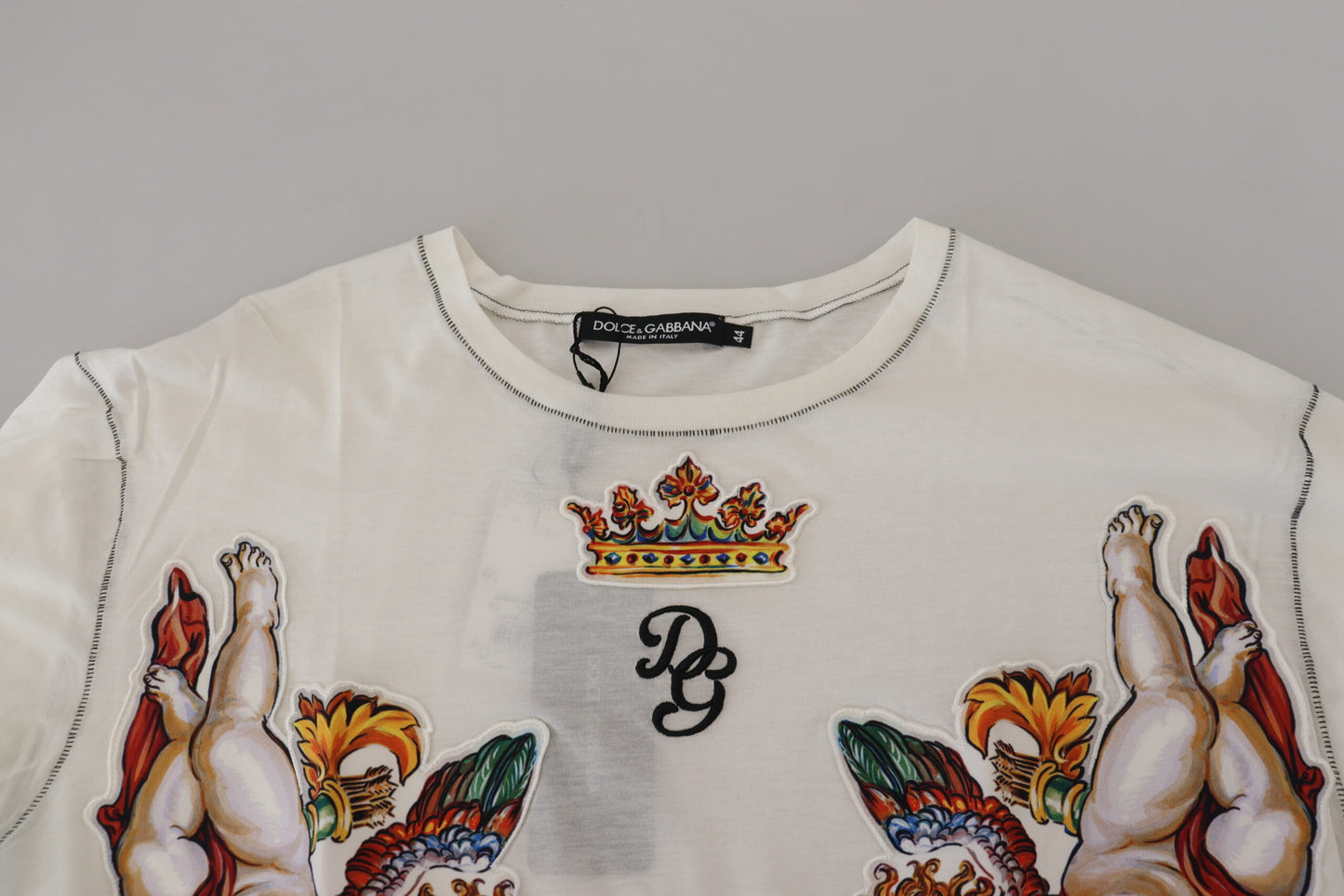 T-shirt blanc à manches courtes imprimé Dolce & Gabbana pour homme