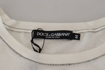 T-shirt blanc à manches courtes imprimé Dolce & Gabbana pour homme