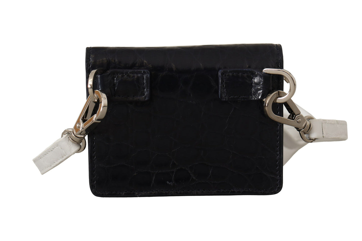 Portefeuille porte-cartes Dolce & Gabbana en cuir de caïman bleu et blanc