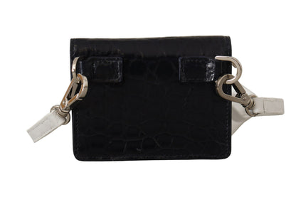 Portefeuille porte-cartes Dolce & Gabbana en cuir de caïman bleu et blanc