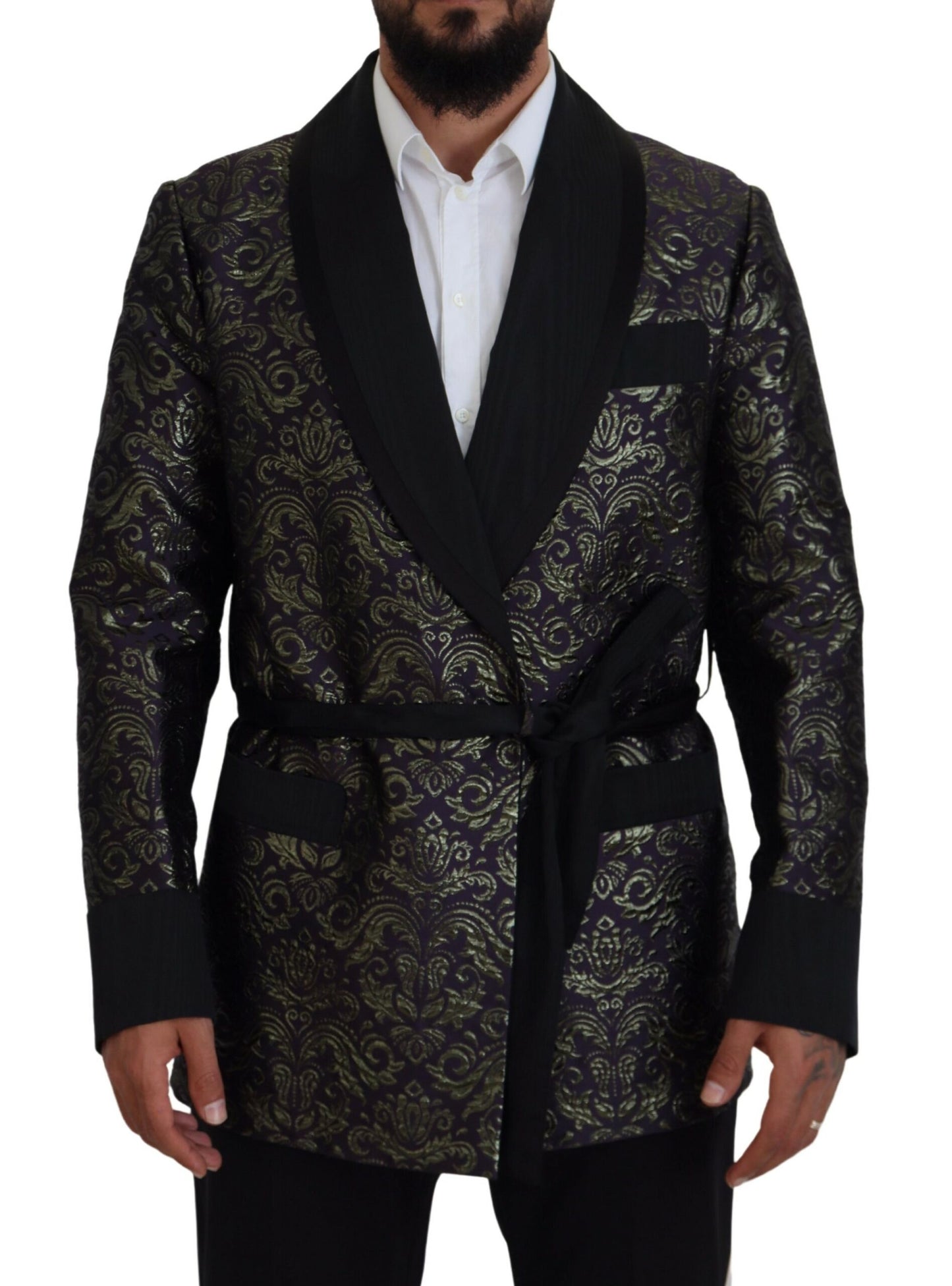 Dolce & Gabbana Veste blazer robe baroque dorée et violette