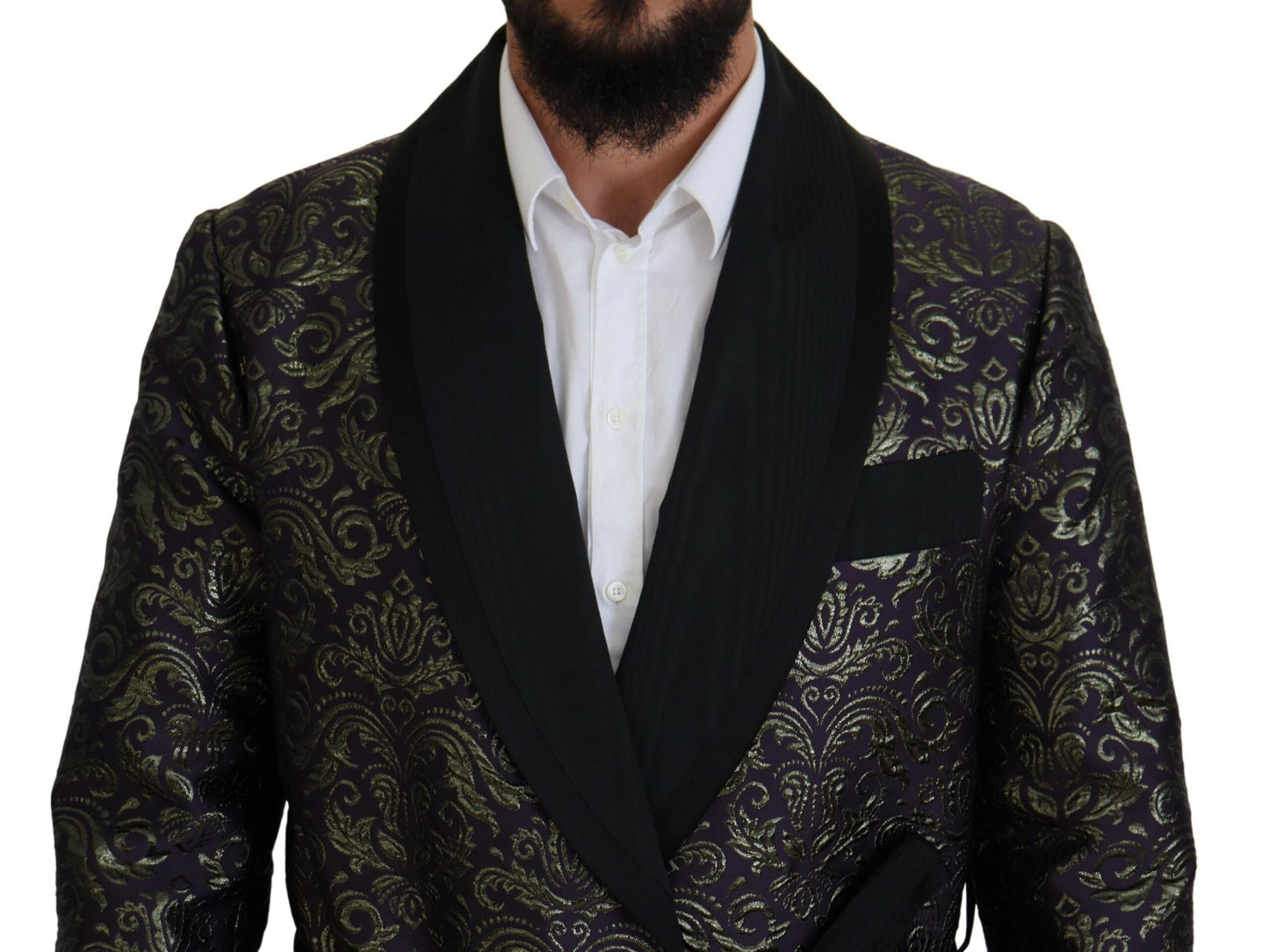 Dolce & Gabbana Veste blazer robe baroque dorée et violette