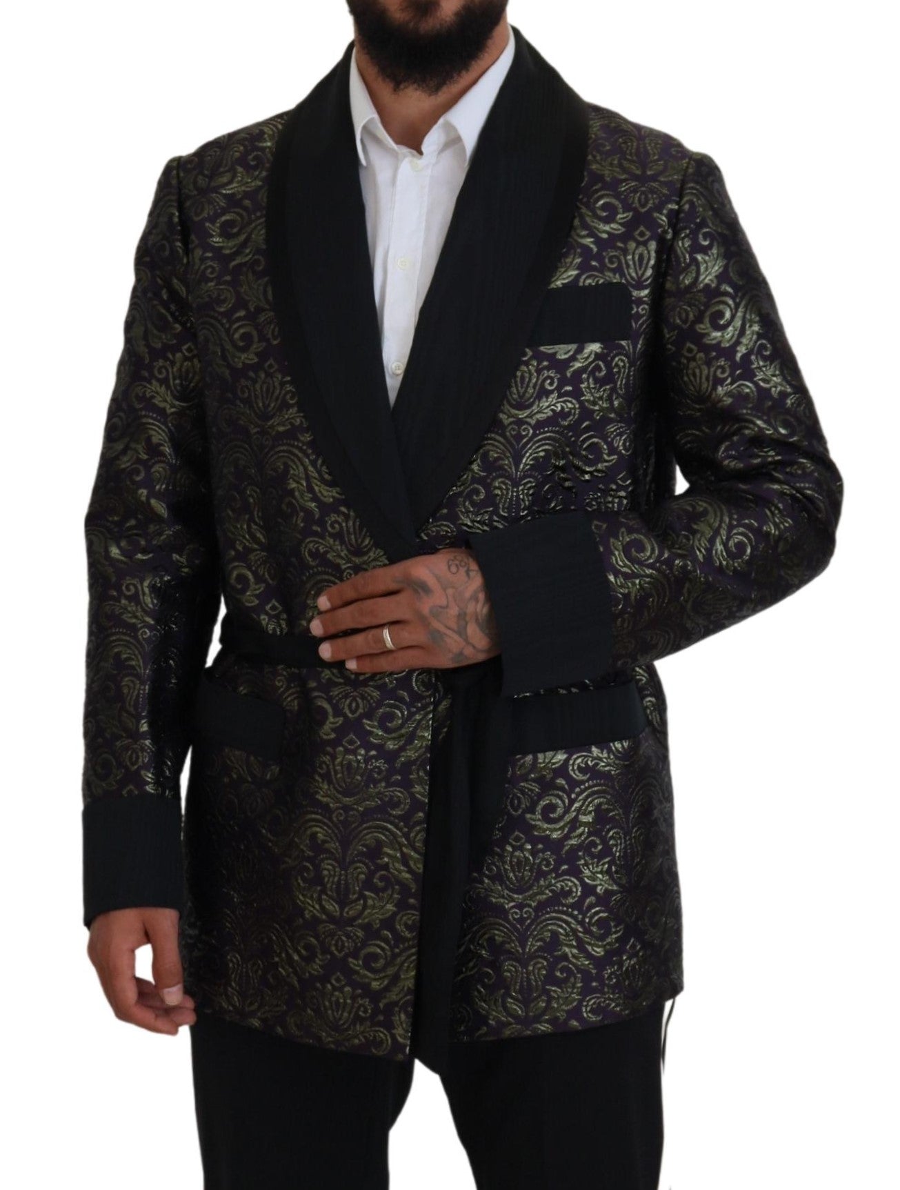 Dolce & Gabbana Veste blazer robe baroque dorée et violette