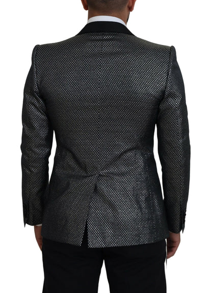 Veste-blazer Dolce & Gabbana en jacquard noir et argent coupe slim