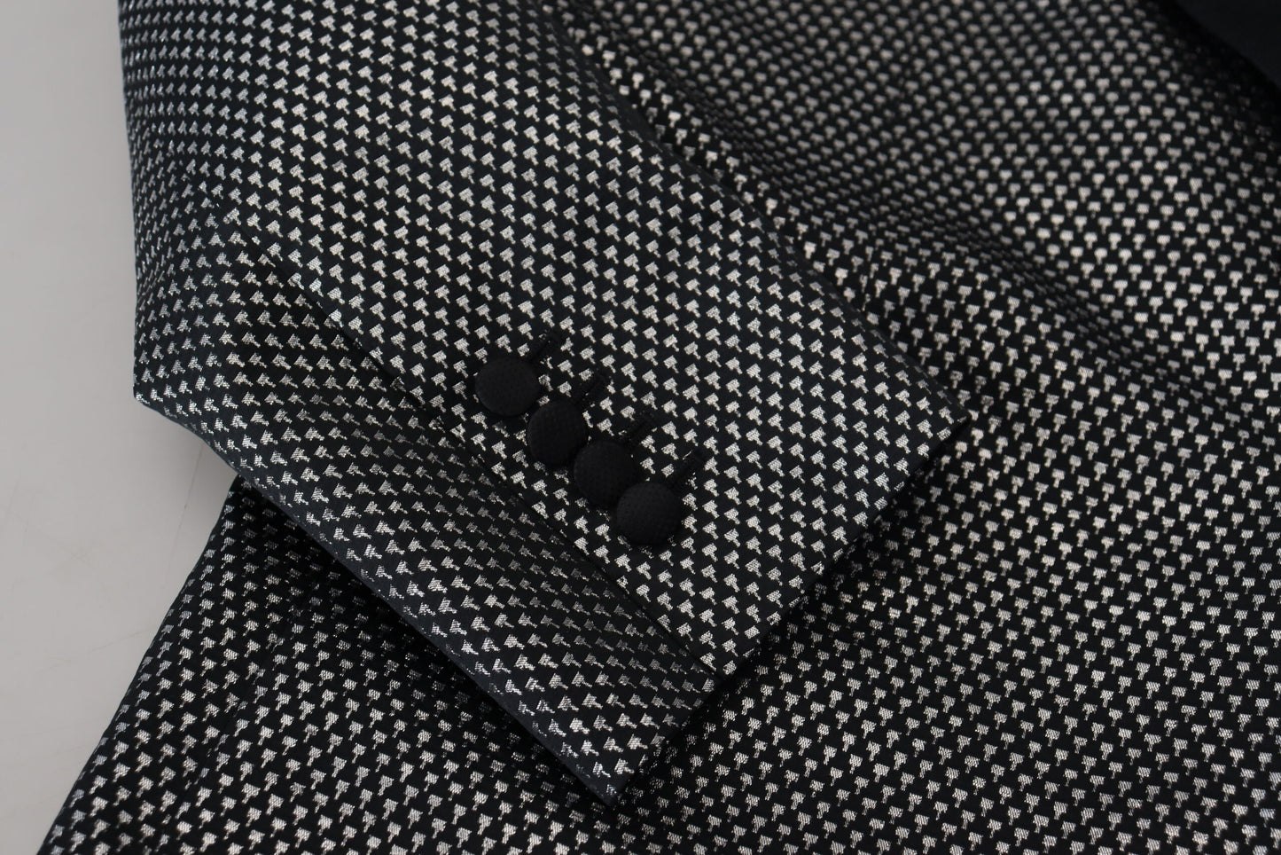 Veste-blazer Dolce & Gabbana en jacquard noir et argent coupe slim