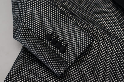 Veste-blazer Dolce & Gabbana en jacquard noir et argent coupe slim