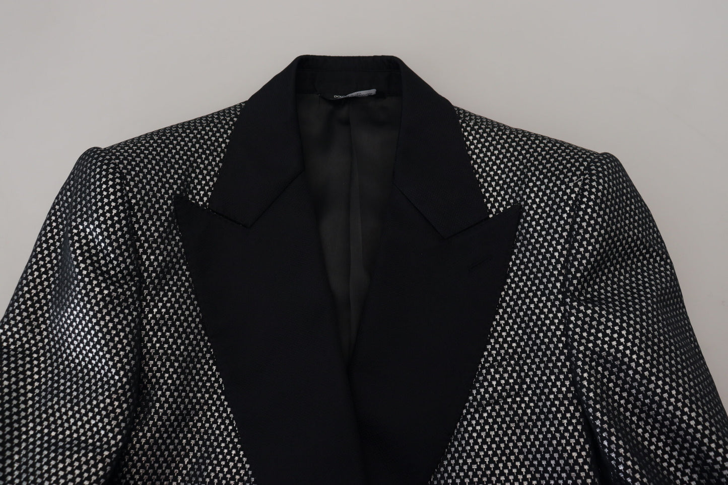 Veste-blazer Dolce & Gabbana en jacquard noir et argent coupe slim