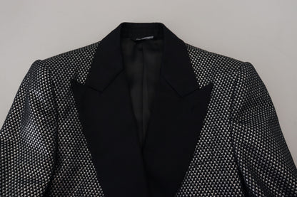 Veste-blazer Dolce & Gabbana en jacquard noir et argent coupe slim