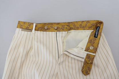 Costume slim à rayures or blanc cassé Dolce & Gabbana