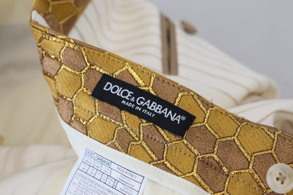 Costume slim à rayures or blanc cassé Dolce & Gabbana
