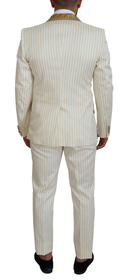 Costume slim à rayures or blanc cassé Dolce & Gabbana