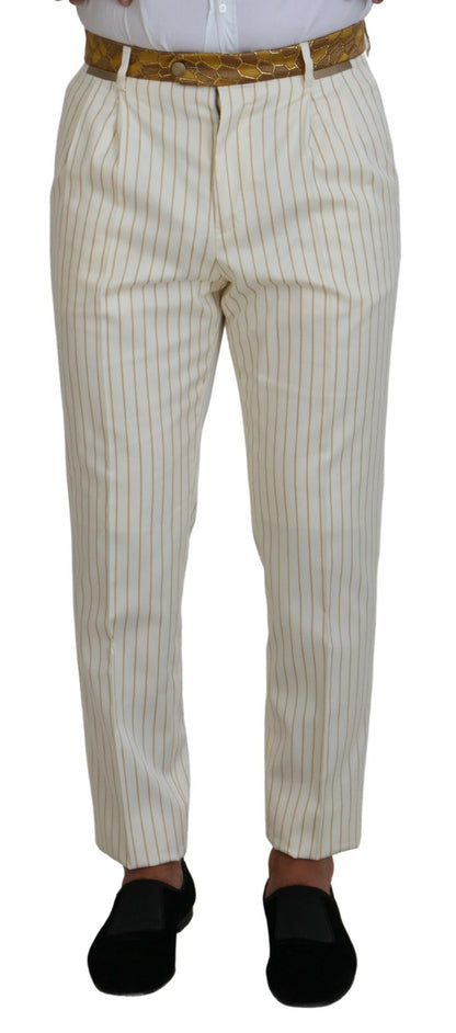 Costume slim à rayures or blanc cassé Dolce & Gabbana