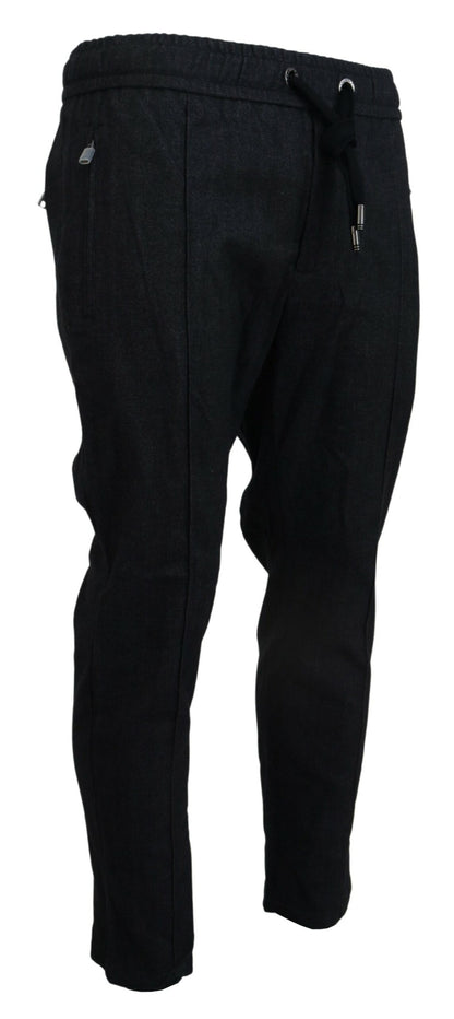 Pantalon fuselé en coton gris Dolce & Gabbana