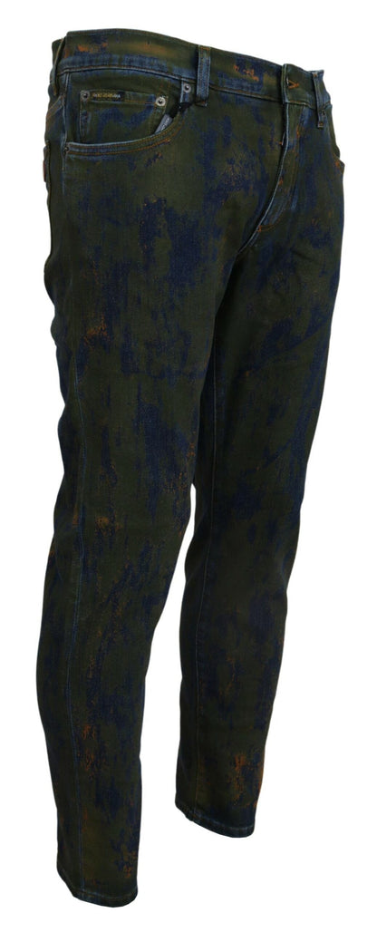 Jeans skinny en coton bleu-vert Dolce & Gabbana