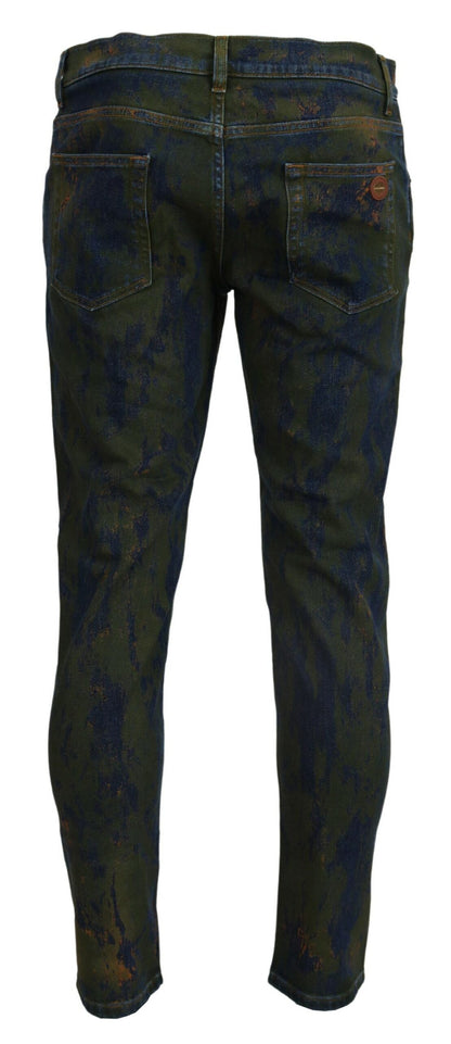 Jeans skinny en coton bleu-vert Dolce & Gabbana