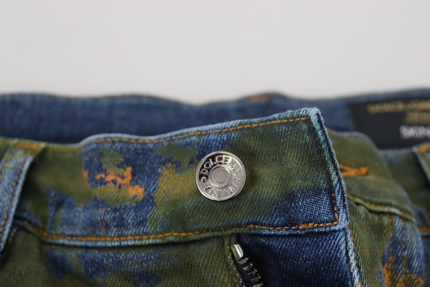 Jeans skinny en coton bleu-vert Dolce & Gabbana