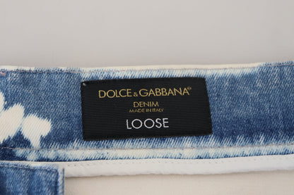 Jean ample en denim de coton bleu Ceasar Dolce & Gabbana