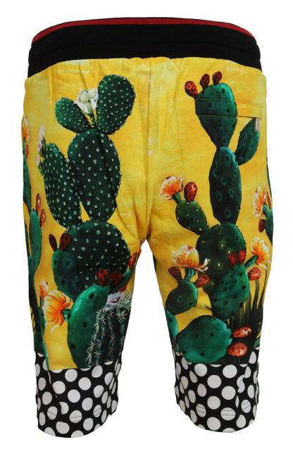 Short de survêtement en coton imprimé cactus multicolore Dolce & Gabbana