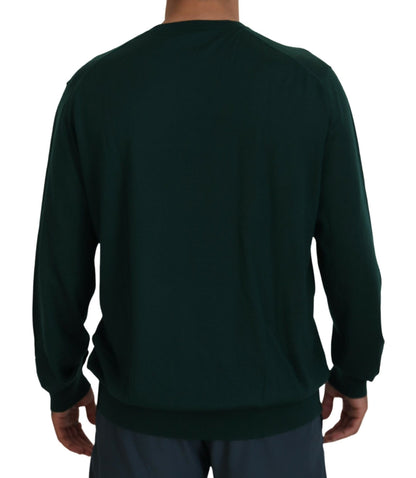Pull en cachemire vert à col en V Dolce & Gabbana