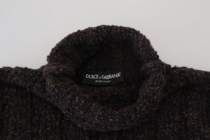 Pull à col roulé en maille de laine marron Dolce & Gabbana