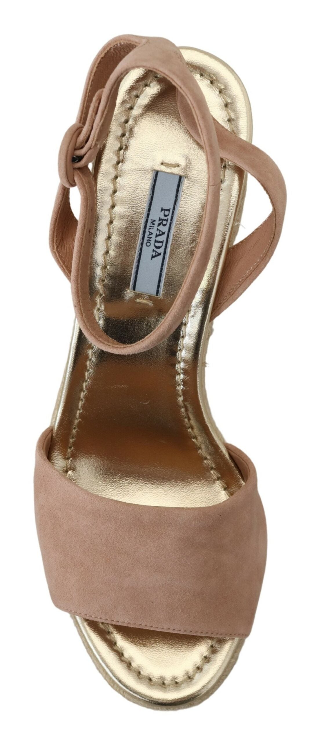 Sandales Prada en daim rose avec bride à la cheville