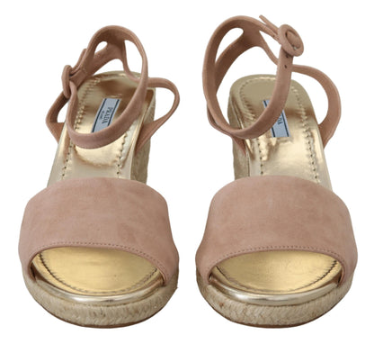 Sandales Prada en daim rose avec bride à la cheville