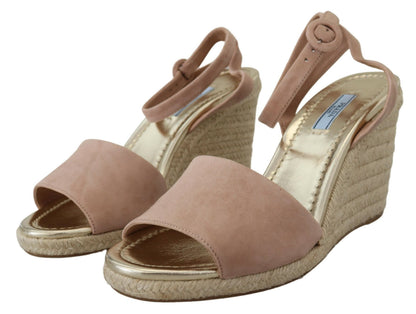 Sandales Prada en daim rose avec bride à la cheville