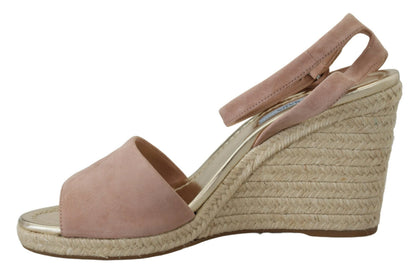 Sandales Prada en daim rose avec bride à la cheville