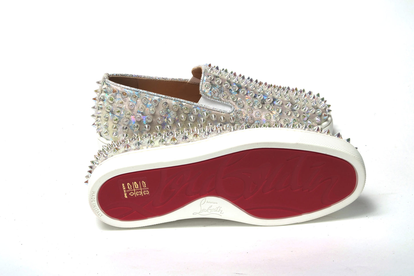 Christian Louboutin Baskets Plates Femme Roller Boat Ab/Clair Ab Blanches