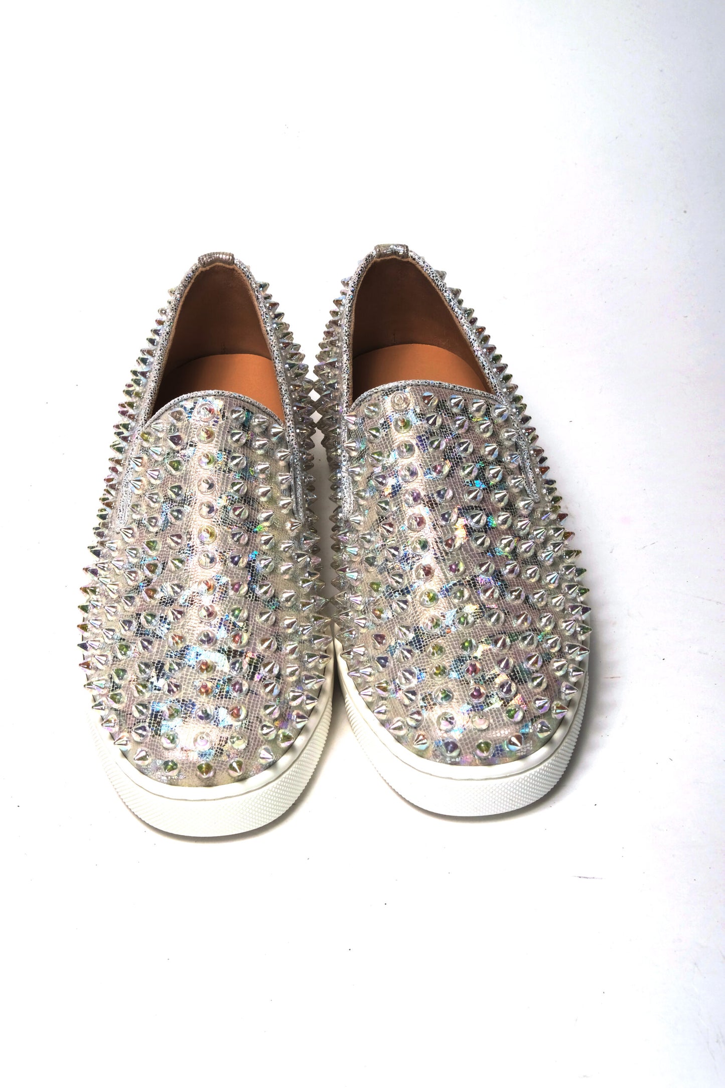 Christian Louboutin Baskets Plates Femme Roller Boat Ab/Clair Ab Blanches
