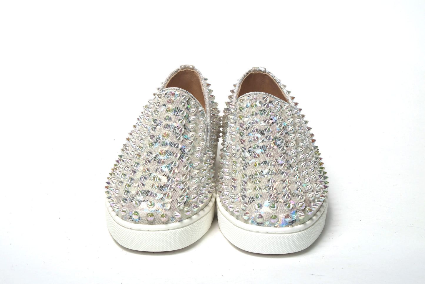 Christian Louboutin Baskets Plates Femme Roller Boat Ab/Clair Ab Blanches