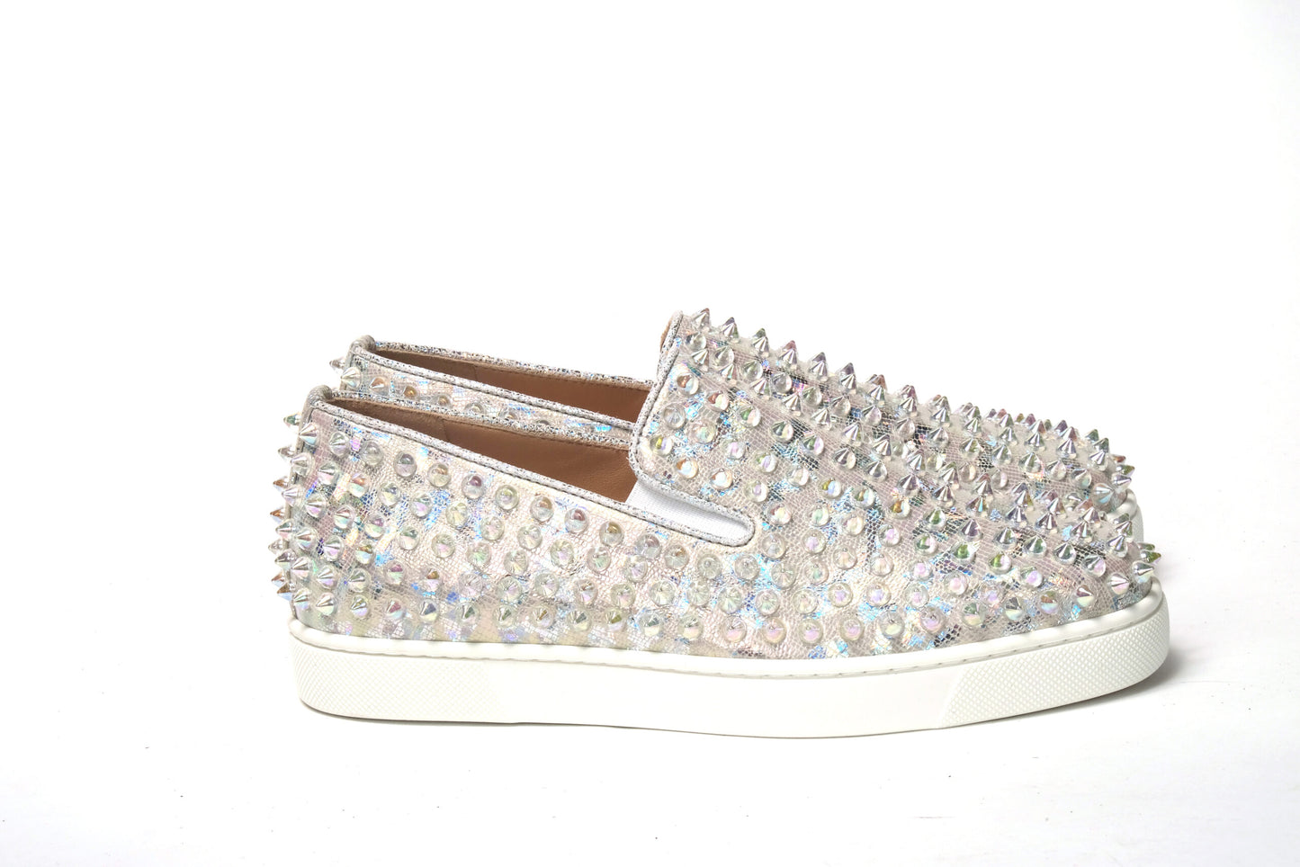 Christian Louboutin Baskets Plates Femme Roller Boat Ab/Clair Ab Blanches