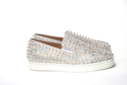 Christian Louboutin Baskets Plates Femme Roller Boat Ab/Clair Ab Blanches
