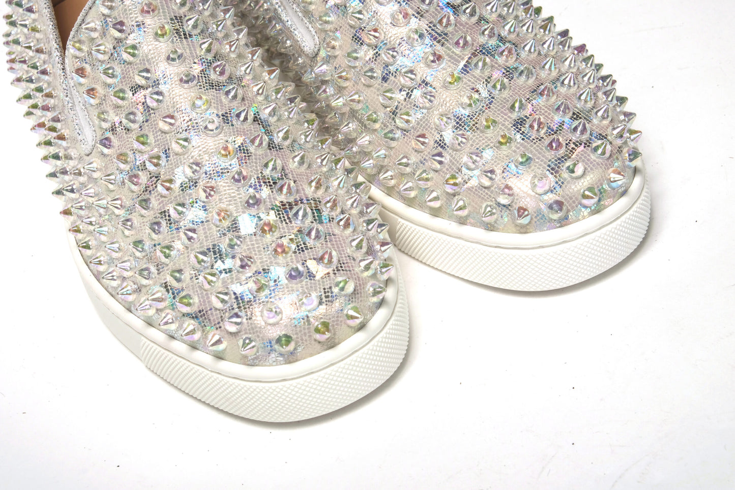 Christian Louboutin Baskets Plates Femme Roller Boat Ab/Clair Ab Blanches