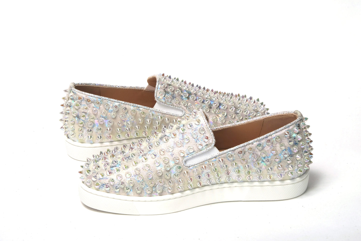 Christian Louboutin Baskets Plates Femme Roller Boat Ab/Clair Ab Blanches