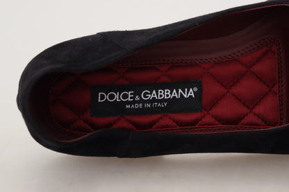 Chaussures Mocassins Dolce & Gabbana en Daim Noir et Croix Dorée à Enfiler