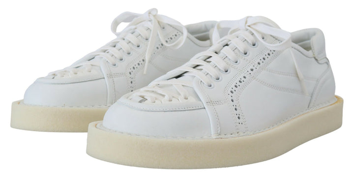 Dolce & Gabbana Zapatillas Oxford Bajas de Cuero Blanco Zapatos Casuales