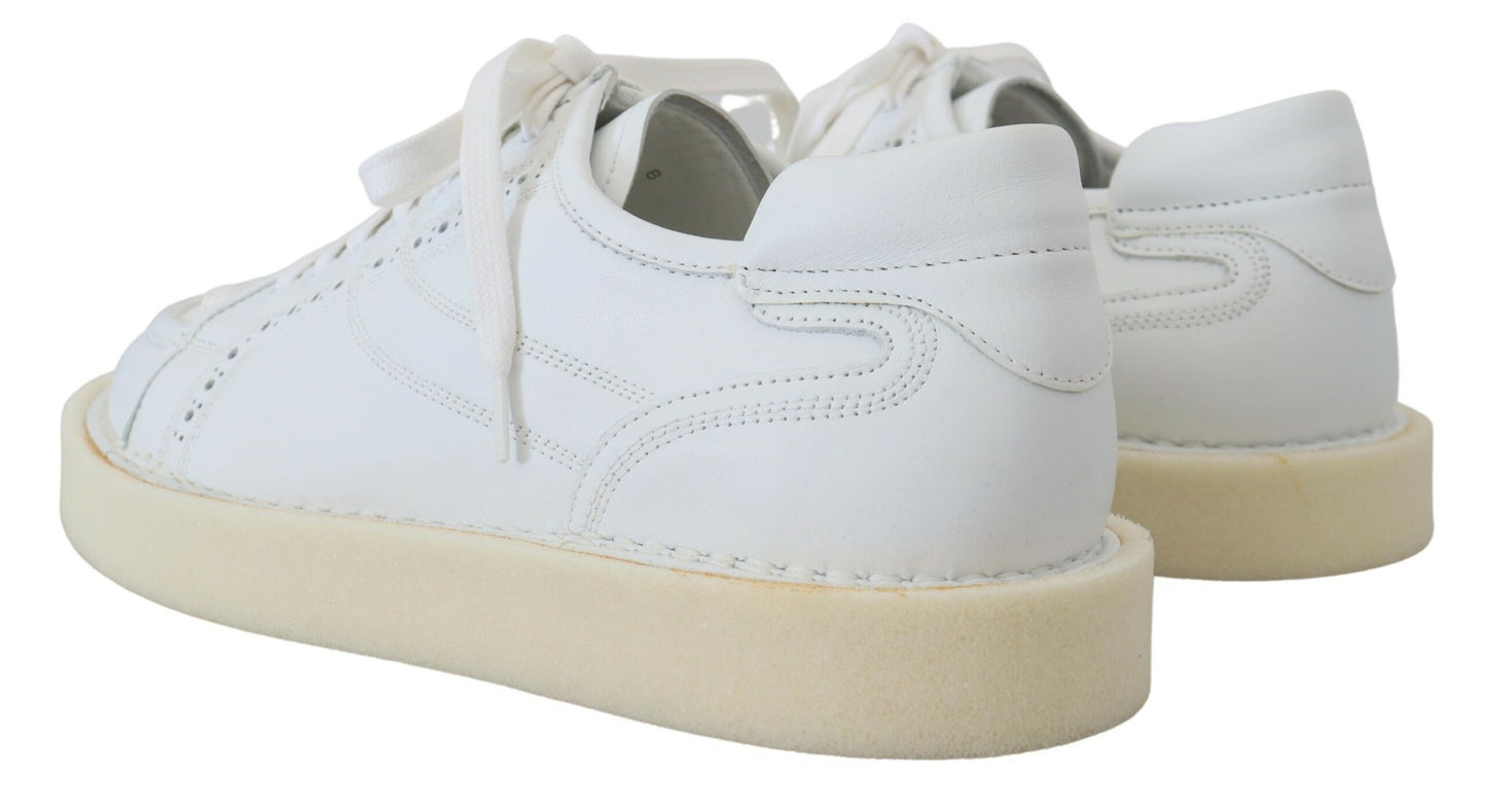 Chaussures basses richelieu décontractées en cuir blanc Dolce & Gabbana