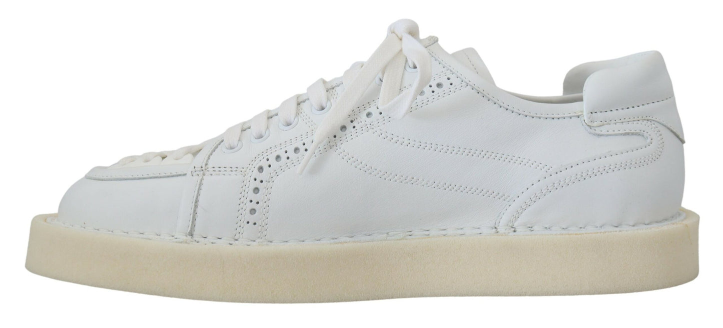 Chaussures basses richelieu décontractées en cuir blanc Dolce & Gabbana