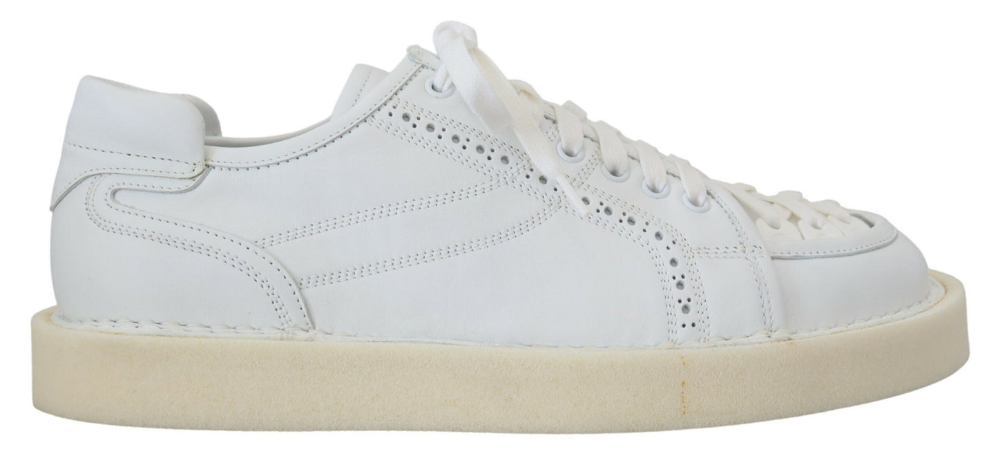 Chaussures basses richelieu décontractées en cuir blanc Dolce & Gabbana