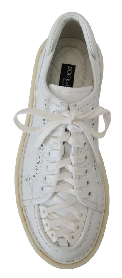 Chaussures basses richelieu décontractées en cuir blanc Dolce & Gabbana