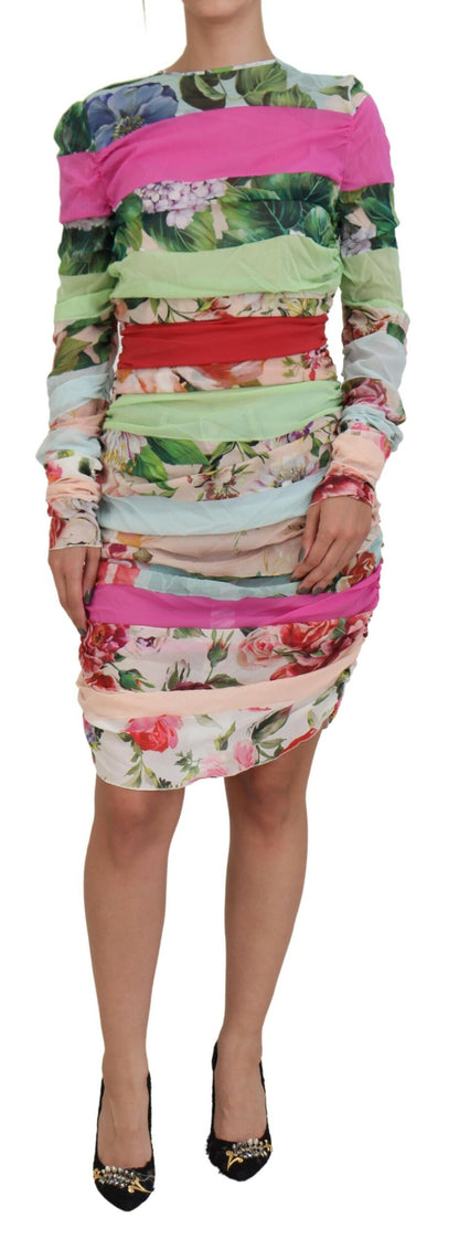 Robe fourreau moulante en soie à imprimé floral multicolore Dolce & Gabbana