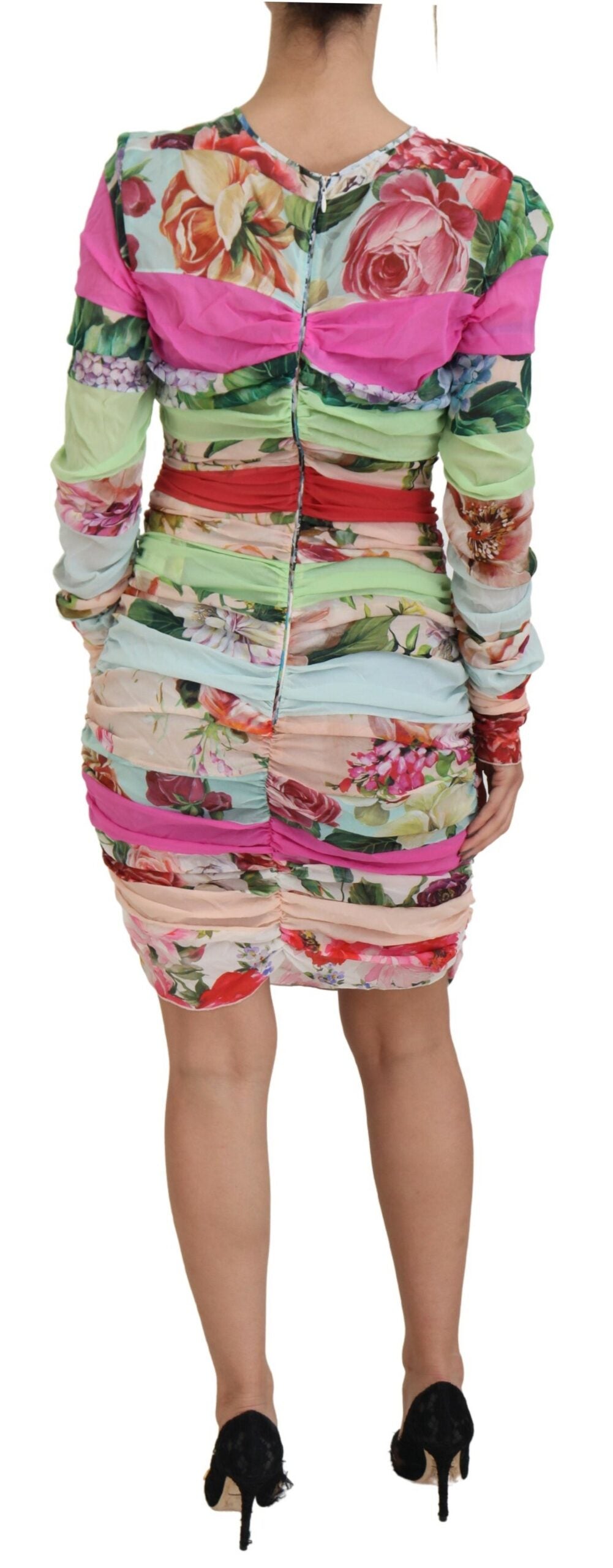 Robe fourreau moulante en soie à imprimé floral multicolore Dolce & Gabbana