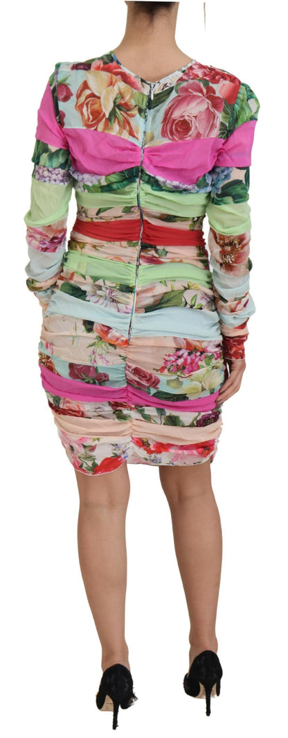 Robe fourreau moulante en soie à imprimé floral multicolore Dolce & Gabbana