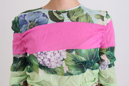 Robe fourreau moulante en soie à imprimé floral multicolore Dolce & Gabbana