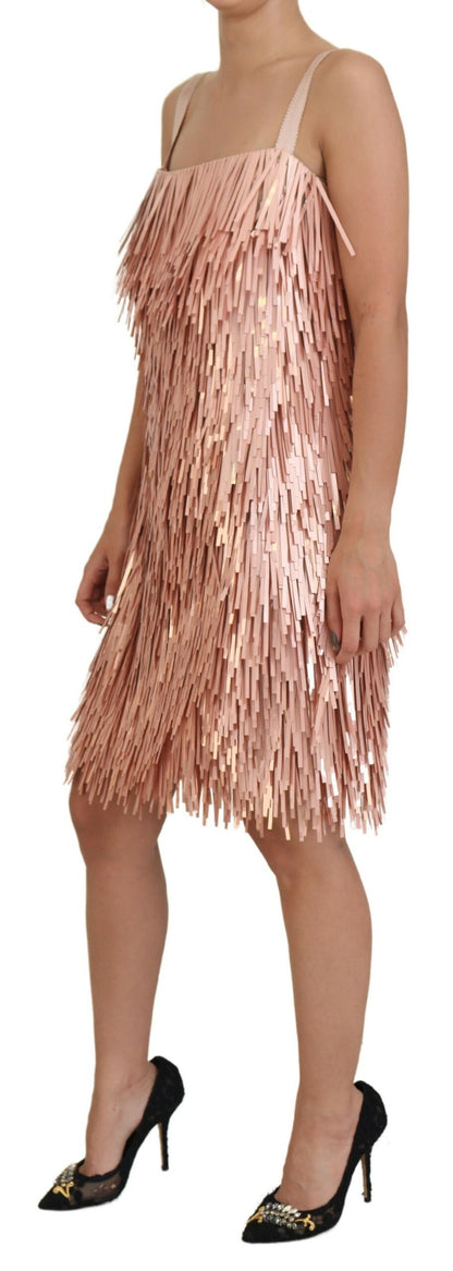 Robe trapèze sans manches Dolce & Gabbana en tissu scintillant rose
