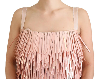Robe trapèze sans manches Dolce & Gabbana en tissu scintillant rose