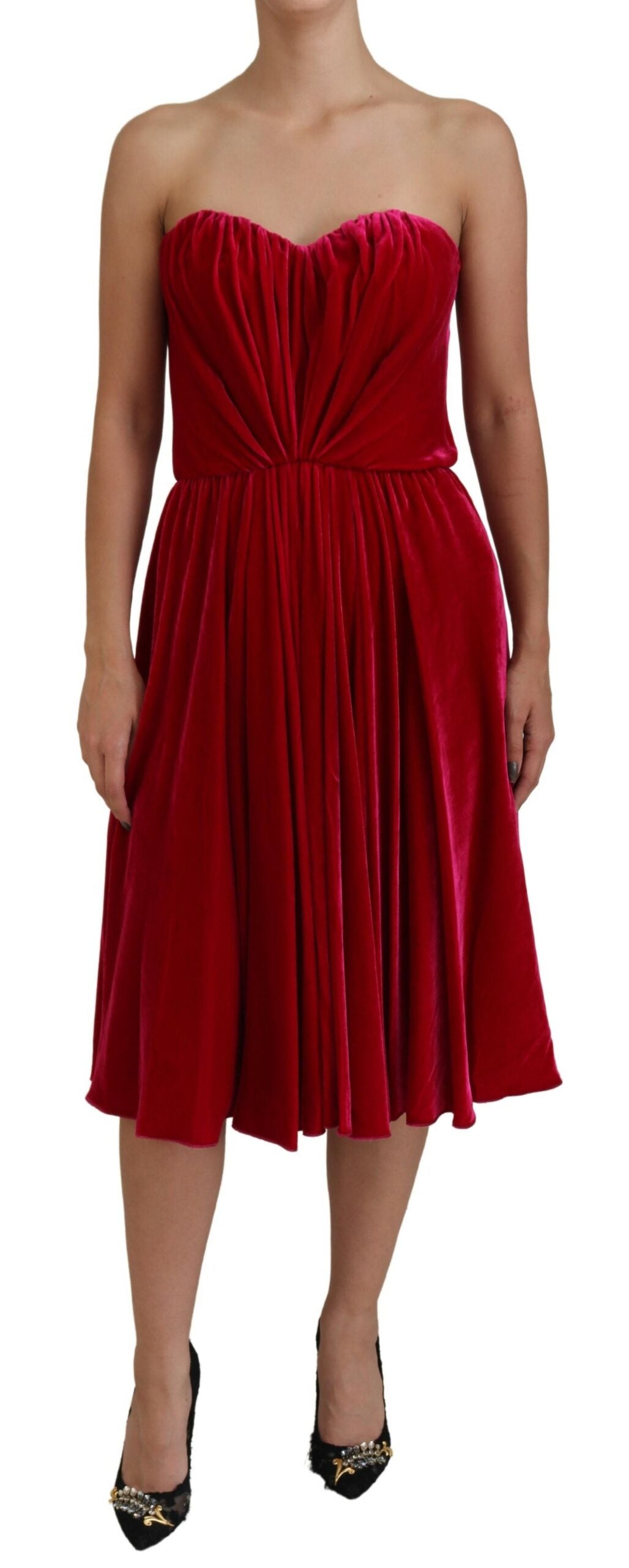 Robe trapèze bustier rose Dolce & Gabbana en viscose stretch