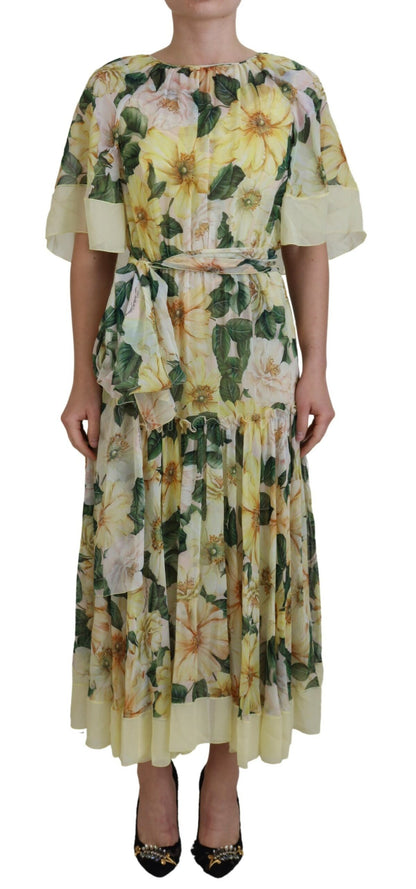 Robe longue Dolce & Gabbana en soie multicolore à imprimé floral