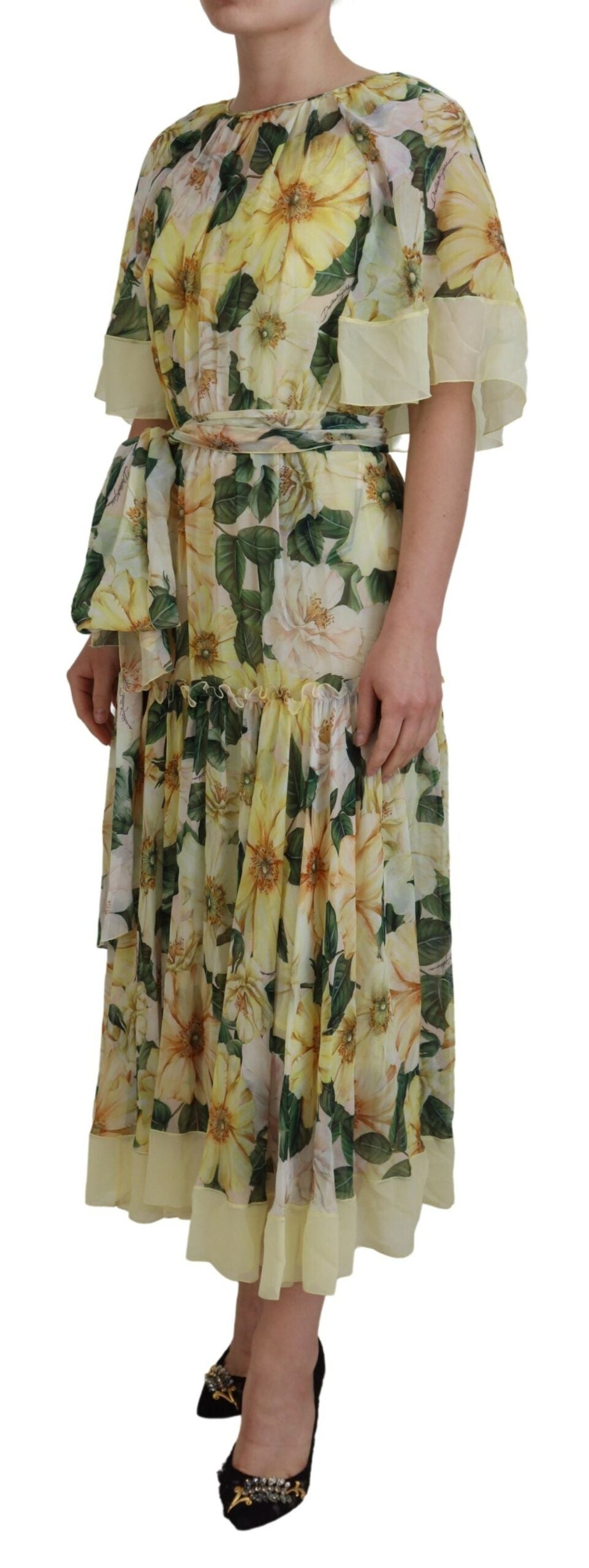 Robe longue Dolce & Gabbana en soie multicolore à imprimé floral